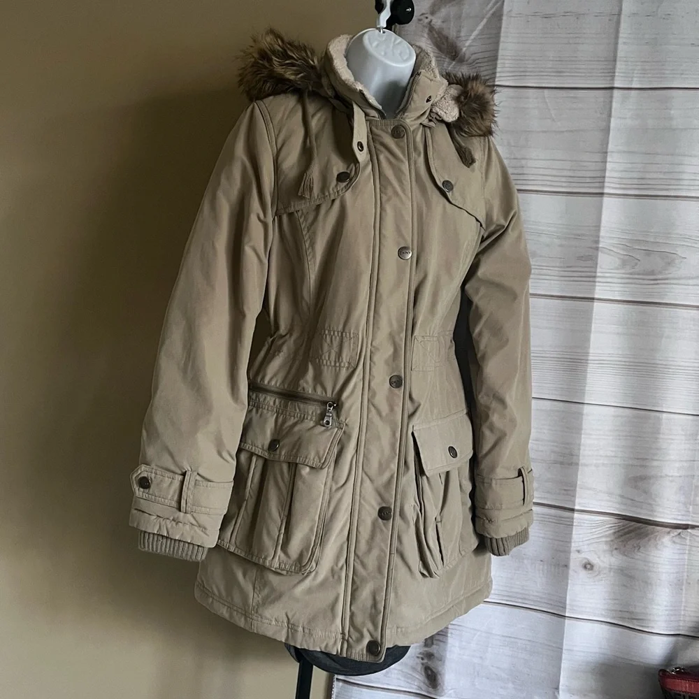DKNY Beige Light Brown Parka Winter Coat - Picture 3 of 16